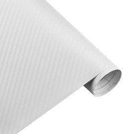 4D White Carbon Fibre Car Vinyl Wrap sticker film Car vinyl Wrapping Sheet 30CMx 1.52M (WHITE)
