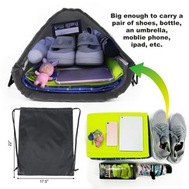 BeeGreen Black White Drawstring Backpack Bags Bulk 2 Pack X-Large 22.4" L x 17.5" W Sports Cinch Sackpack Gym String Bags Machine Washable Heavy Duty for Men Women