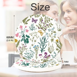 Groovy Floral Car Coasters for Cup Holders, Absorbent Ceramic Coaster with Cork Back, Car Accessories Gifts for Men Women, 2PCS Universal Anti Slip Car Accessories, Cup Mat for Most Car Interior