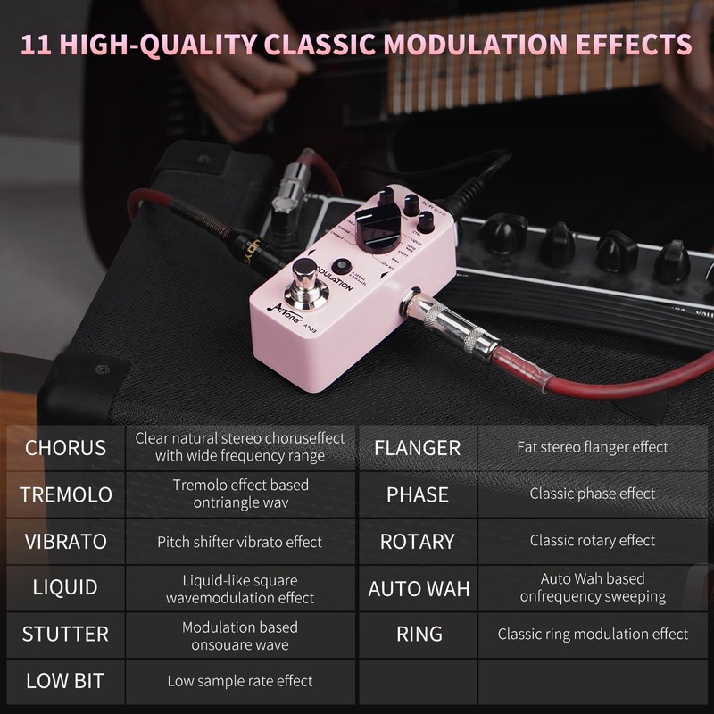 AITONE Modulation Pedal for Electric Guitar with Chorus Flanger Tremolo