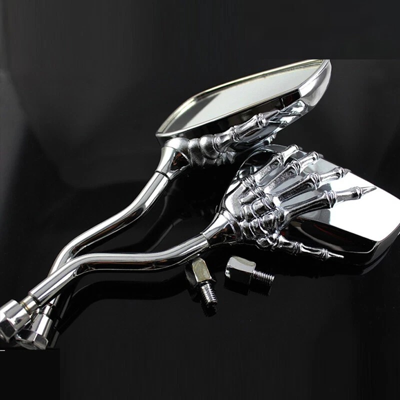 Unbranded Universal Chrome Skeleton Skull Hand Claw Motorcycle Rear View