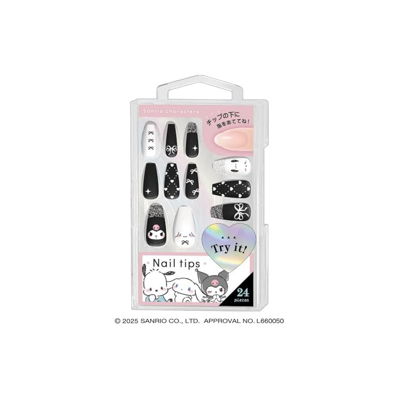 Nail Tip Sanrio Characters Ribbon BK
