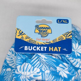Banana Boat Bucket Hat With Drawstring For DOGS L/XL 12-16” In Blue & White New