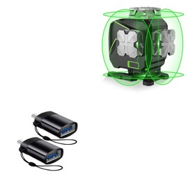 BoxWave Cable Compatible with Huepar S04-5RG Laser Level - USB-C to A PortChanger (2-Pack), USB Type-C OTG USB Portable Keychain - Slate Black