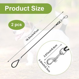 Xindojuz 2 PCS Chew Proof Dog Leash Extender for Training, Small Dog Leash Retractable Heavy Duty No Tangle Multiple Two Dogs Leashes for Small Medium Large Dogs (Black Blue, 15.75 Inch/40 cm)