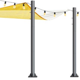 EiSyKeeYin 2 Pack 10FT Shade Sail Poles, 2.28" Diameter Steel Post with In-Ground Mounting Hardware, Wind & Weather Resistant, Heavy Duty Sun Shade Pole Kit for Outdoor Patio Garden Deck Lawn Backyard