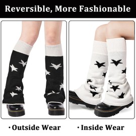 Moon Wood Leg Warmers for Girls Women Kawaii Harajuku Leg Warmers Cute Knitted Leg Warmers Goth Lolita Accessories (Star)