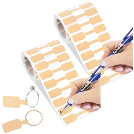 TIESOME 1000Pcs Blank Jewelry Price Tags Stickers, Self Adhesive Brown Blank Jewelry Price Labels Easy Peel No Residue Stickers for Small Business Jewelry Tags Kraft Bracelet Ring Crafts