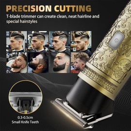 XkuiHF Professioneller Haarschneidemaschine für Männer mit 4 Aufsätzen - Präzisions Bartschneider, kabelloser Konturen-Trimmer mit LED-Display (Wasserdicht, leise, wiederaufladbar)