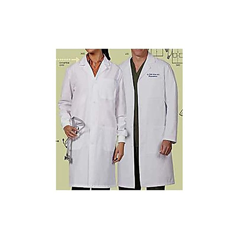 Worklon 3495 Polyester/Cotton Unisex Lab Coat, Medium, White