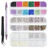 5200PCS Nail Gems, Nail Rhinestones, Nail Charms with Pearls, Tweezers