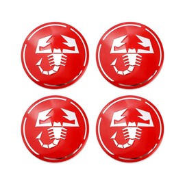 SGW 4 Pcs Aluminum Alloy Wheel Hub Cap Sticker Badge Scorpion Emblem For Fiat Abarth ABS Material Red White 56mm