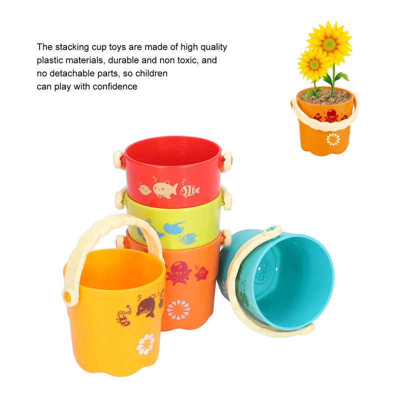 5pcs Colorful Stacking Cups Set Early Educational Baby Building Toys