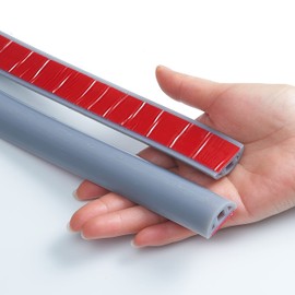 Bathroom Foldable Block water Stopper sealing strip shower threshold dam Self-adhesive silicone shower barrier (66 Inch-Gery)