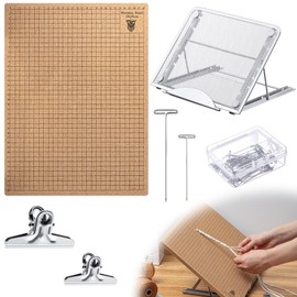 Tandefio 104 Pcs 12x16 Inch Macrame Board and Metal Adjustable Holder with T Pins Clips Macrame Project Supplies Tools Double Sided Grids for Braiding Cording Bracelet Creating