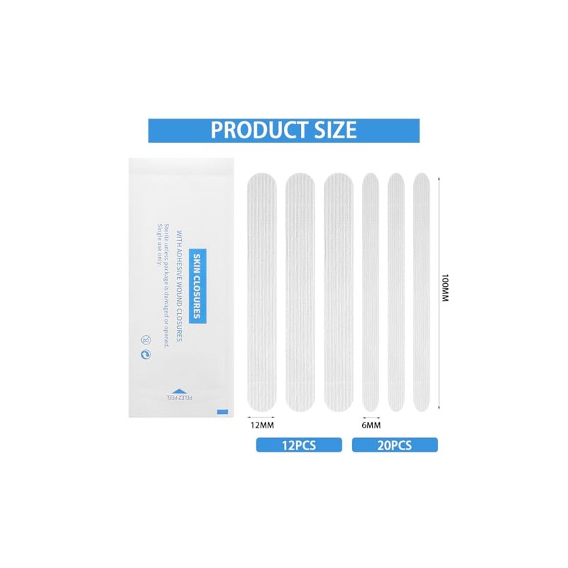 Pack of 32 Wound Fastening Strips 2 Sizes Wound Closure