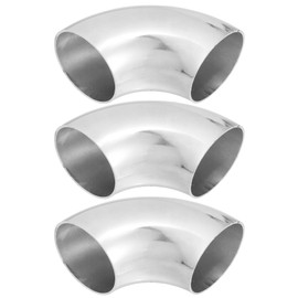 uxcell 3pcs OD 2 Inch 90 Degree Mandrel Bend Elbow SS304 Stainless Steel Bend Tube Exhaust Elbow Pipe for Car Arc Length 125mm Silver Tone