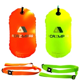 Swim Buoy for Open Water, Swim Bubble for Safe Swim Training, Swimming Triathletes, Kayakers and Snorkelers, Highly Visible Buoy Float (Orange/Fluo Yellow)
