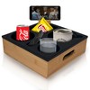 Couch Cup Holder Tray| Carry Handles| Bamboo Wood Couch Console|