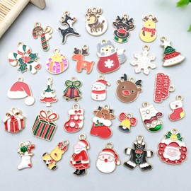 iloveDIYbeads 30pcs Christmas Bell Gift Deer Charm Pendant for DIY Jewelry Making Necklace Bracelet Earring DIY Jewelry Accessories Charms (SN1031)