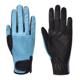 Amoy Women's Horse Riding Gloves Breathable Horseback Stretchable Equestrian Gloves Lady Youth Girls Outdoor Biking Cycling Sport Mitts Sky Blue S