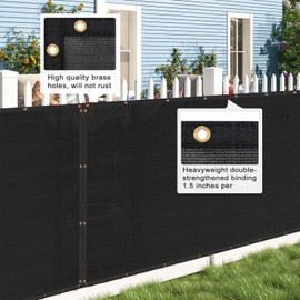 Sunocity Privacy Screen Fence,8ftx50ft Heavy Duty 90% Blockage 175 GSM Fencing Mesh Net Cover for Backyard Garden Yard Outdoor Wall 40 Cable Zip Ties Included Black