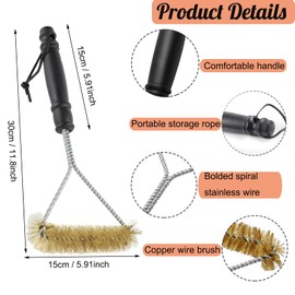 SAMSYOKI 3 Stück Grillbürste Edelstahl, Reinigungsbürste für Grillrost mit Edelstahl Schaber, Borsten, Kunststoffgriff, 360° Reinigung Bürste Grill für Gasgrill Holzkohlegrill Elektrogrill