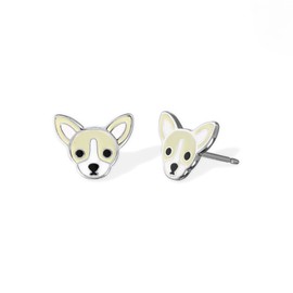 Boma Jewelry Sterling Silver Chihuahua Stud Earrings with Hand Painted Enamel