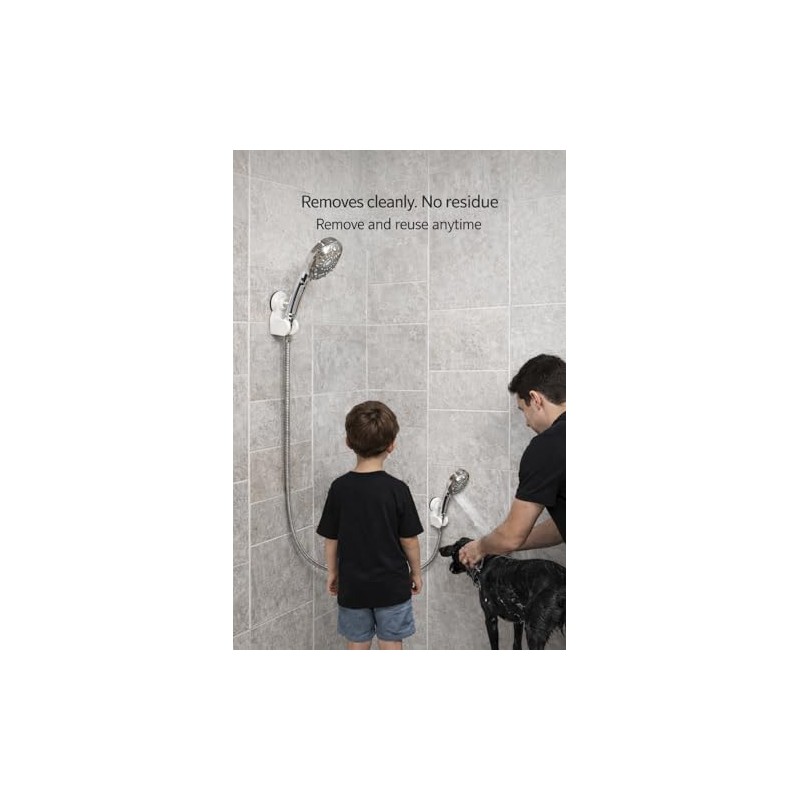 Pump&fix 45 Degrees Adjustable Handheld Shower Head Holder Suction Cup