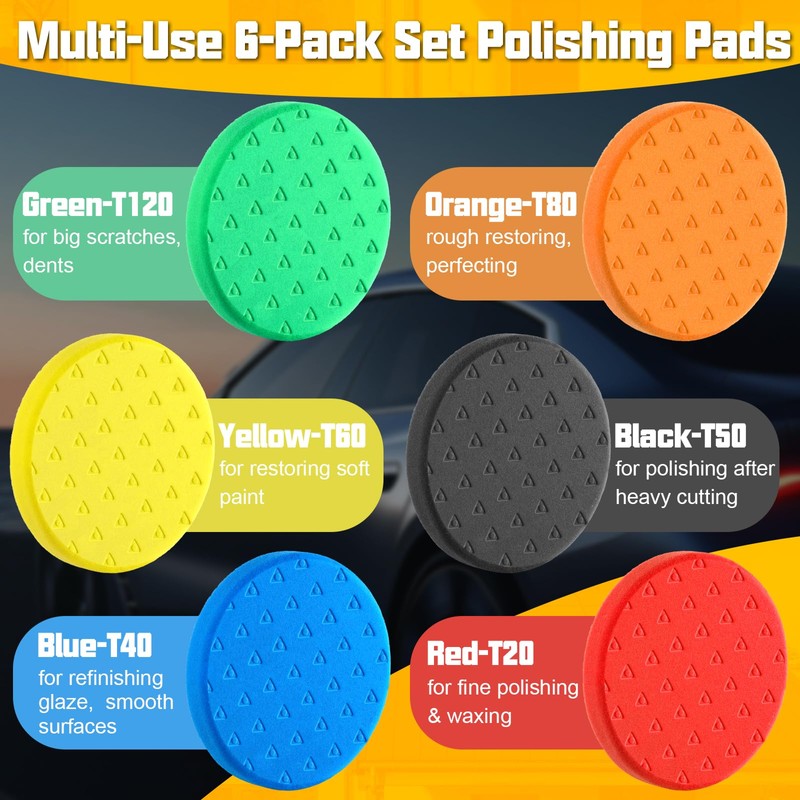 6 Pcs 7.5 Inch Buffing Pads, Polishing Pad for 7