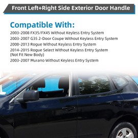 DEAL AUTO ELECTRIC PARTS New 2pcs Front Left+Right Side Black Exterior Door Handles Pair Compatible With 03-08 FX35/FX45 03-07 G35 08-13 Rogue 14-15 Rogue Select 03-07 Murano Without Keyless Entry