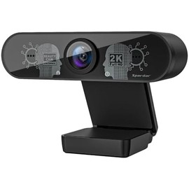 Spardar Webcam con Micrófono, Cámara Web 2K HD 1080P para Ordenador, PlugPlay, Cámara USB para Ordenador Portátil, PCMac, Se Puede Usar para Estudio