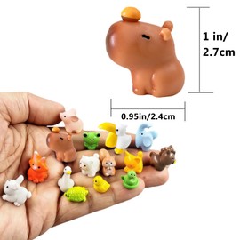 AOSWTLIF 45pcs Mini Resin Animal,Cute Capybara Tiny Resin Animals Figurine, for Micro Fairy Garden Landscape Miniature Dollhouse Hide Crafts Decor Aquarium (Farm Animals)