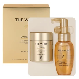 The Whoo UV Ultimate Anti-Wrinkle Cushion Sunscreen Set / Sunscreen / 더후 유브이 얼티밋 안티 링클 쿠션 선밤 기획세트 선크림