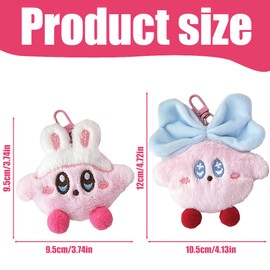 VYIBPDY Pack of 2 Cute Pendant with Plush Bow with Cartoon Rabbit, Decoration Doll for Children's Backpacks, Bag Pendant, Plush Cuddly Toy Pendant for Children and Adults, pink