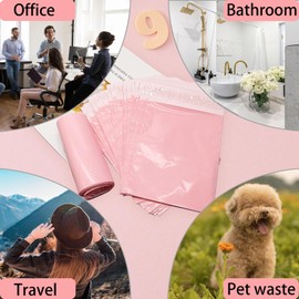 Sanitary Napkin Disposal Bags, 100Pcs Disposable Period Trash Bags, Feminine Hygiene Bags for Pads and Tampons, 1.67 Mil Pink Self-adhesive Feminine Product Disposal Bags for Blocking Odors, 6.7x9.8IN