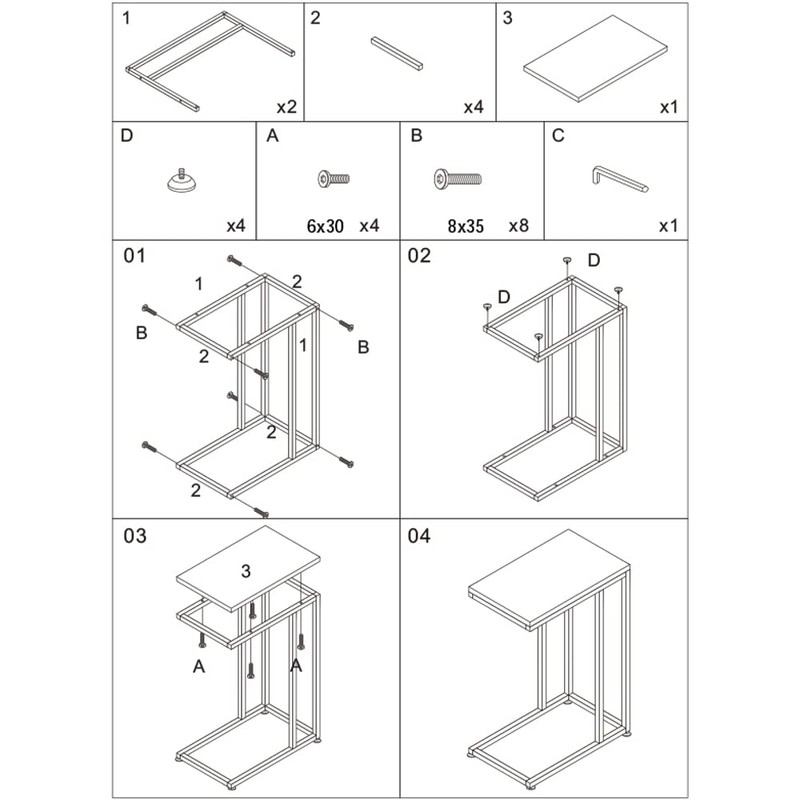 AZL1 Life Concept Contemporary Home Decor Furniture Accent Rectangular Side