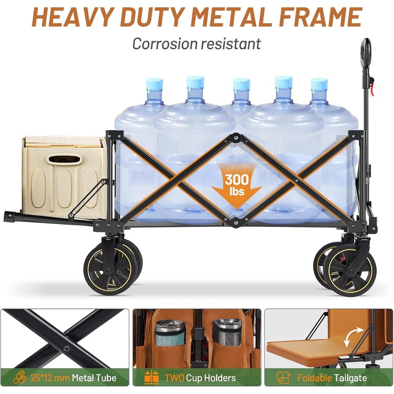 TIMBER RIDGE 49" Extra Long Collapsible Folding Wagon with Tailgate