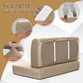 SHUOJIA SHUOJIA Wohnwagen-Sitzbezge aus Samt, Wohnmobil-Sitzbezug mit Gummiband und Schnrung, Wohnmobil-Sofa-Kissenbezug fr Wohnmobile, waschbar (Camel,W50-70 cm,D50-70 cm)