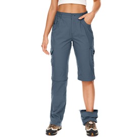 Women's Hiking Pants Convertible Quick Dry Lightweight Zip Off Fishing Safari Pants #2193-Dark Grey-6