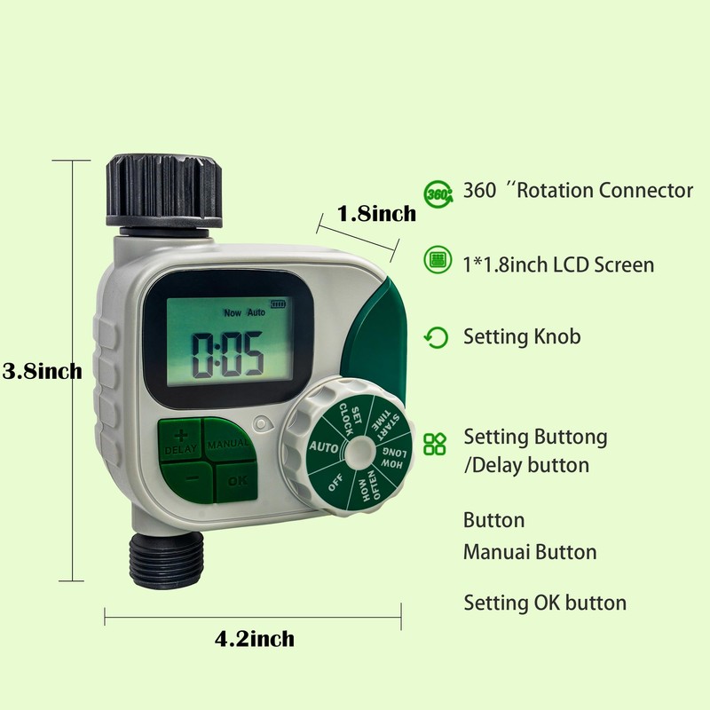 Hourleey Programmable Hose Timer + 200 FT Distribution Tubing