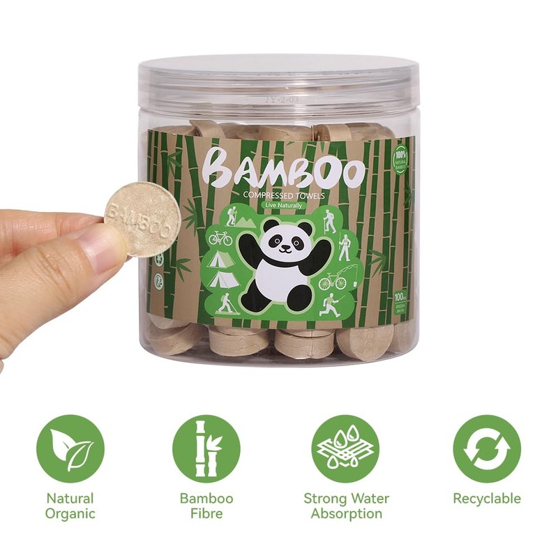 Compressed Towel Tablets - Disposable Bamboo Compostable Toilet Paper Tablets