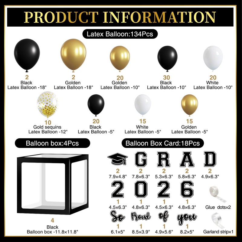 Graduation Decorations 2026, Graduation Party Decorations Graduation Balloons Arch Kit