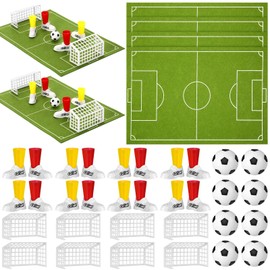 Simgoing 4 Set Soccer Centerpieces Soccer Table Decor 12 * 8 Inch Soccer Party Decorations Football Games Football Pitch on The Table with 4 Football Field Soccer Game Set Office Sports Party Favors