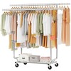 Hoctieon 2-Minute Assembly Double Rod Clothes Rack, Heavy Duty Rolling