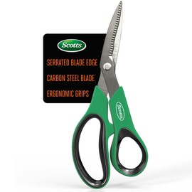 Scotts 8 in. All-Purpose Steel Garden Utility Shears with Serrated Blades – Comfort Grip Yard and Garden Scissors for Pruning Plants, Flowers, and Herbs