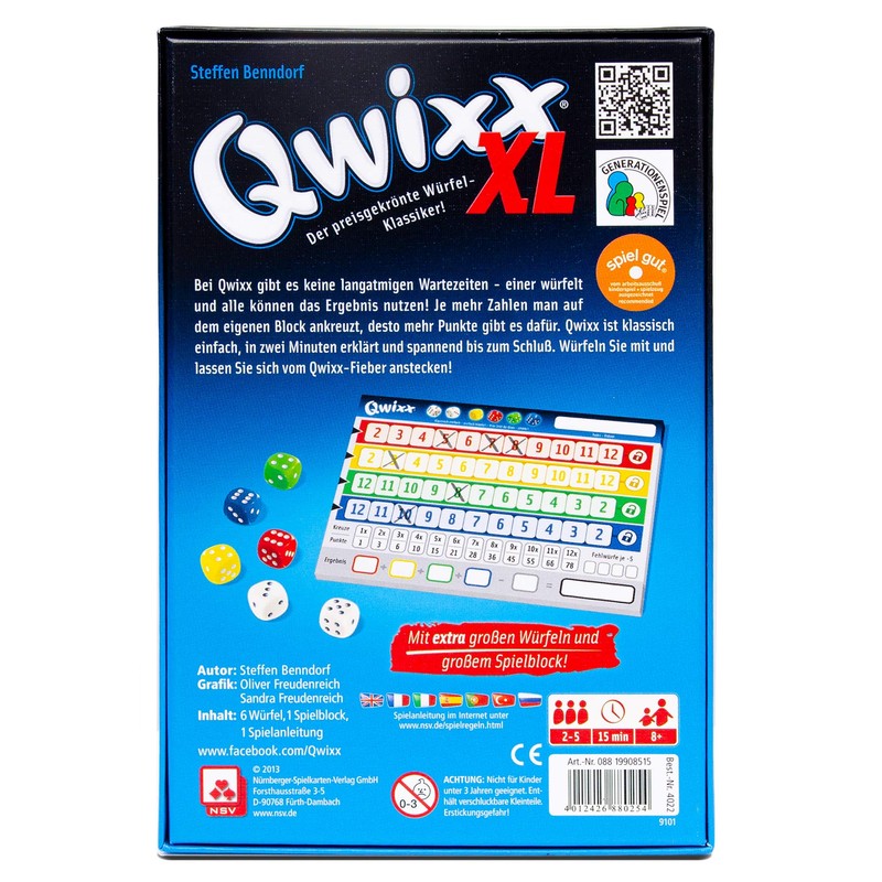 NSV - 4022 - QWIXX XL - Dice Game, Single