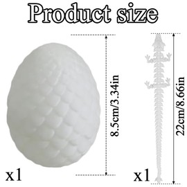 3D Printed Dragon in Egg, Articulated Dragon Crystal Dragon Egg, 8.5cm Dragon Egg & 22cm Fidget Dragon Toys Dragon Model Flexible for Easter Bonus Decoration Desk Office Toys Car Interior Decoration