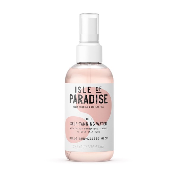Isle of Paradise Self Tanning Water, Light (Sunkissed Glow) - Color Correcting Self Tan Spray for Bright and Even Skin, Vegan and Cruelty Free, 6.76 Fl Oz