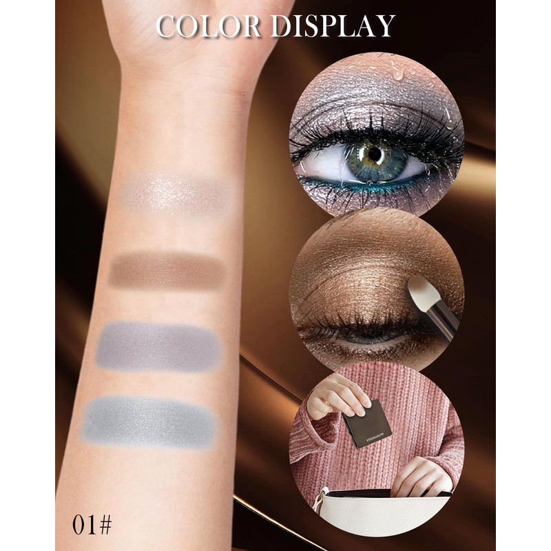4 Colors Gold Nude Grey Blue Eyeshadow Powder Palette Makeup
